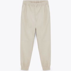 ZARA Leather Joggers in ECRU